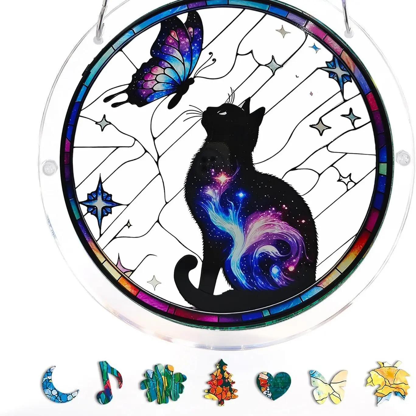 Premium Acrylic Suncatcher Jigsaw Puzzle Kit - Hangable Transparent Geometric Decoration with Prismatic Reflection, Ideal for Patio, Sunroom Decor, Independence Day, Valentine's Day Glamour Magic Whimsical Gift