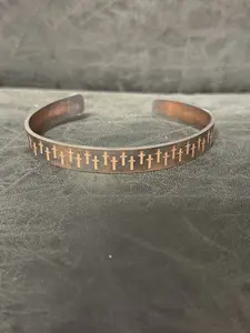 Unisex 100% Copper Bracelet with Black Die Engraved Crosses