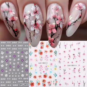 3 Pcs Gentle Flower Embossed Nail Stickers, Elegant Design, Self-Adhesive Manicure Decals, DIY Holiday Gift, Wedding Makeup Accessories