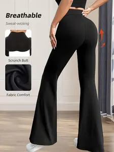 Women's Ultra-Soft High-Waisted Flare Pants, Butt Lifting Tummy Control, High Stretch Fabric, Sporty Slim-Fitting, Workout Leggings, Sports Stretchy Leggings, All Seasons