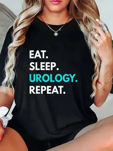 100% Cotton Unisex Eat Sleep Urology Repeat t-shirt - Urology Tees T-Shirt Casual Short Sleeve Shirt