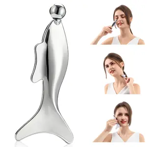 4-in-1 Gua Sha Facial Tools,Fish Guasha Massage Tool for Face&Body, Facial Roller Massage Tool for Lymphatic Drainage &Jawline Sculpting & Puffiness Reducing,Gua Sha Muscle Scraper Tool,Skin-Care Tool