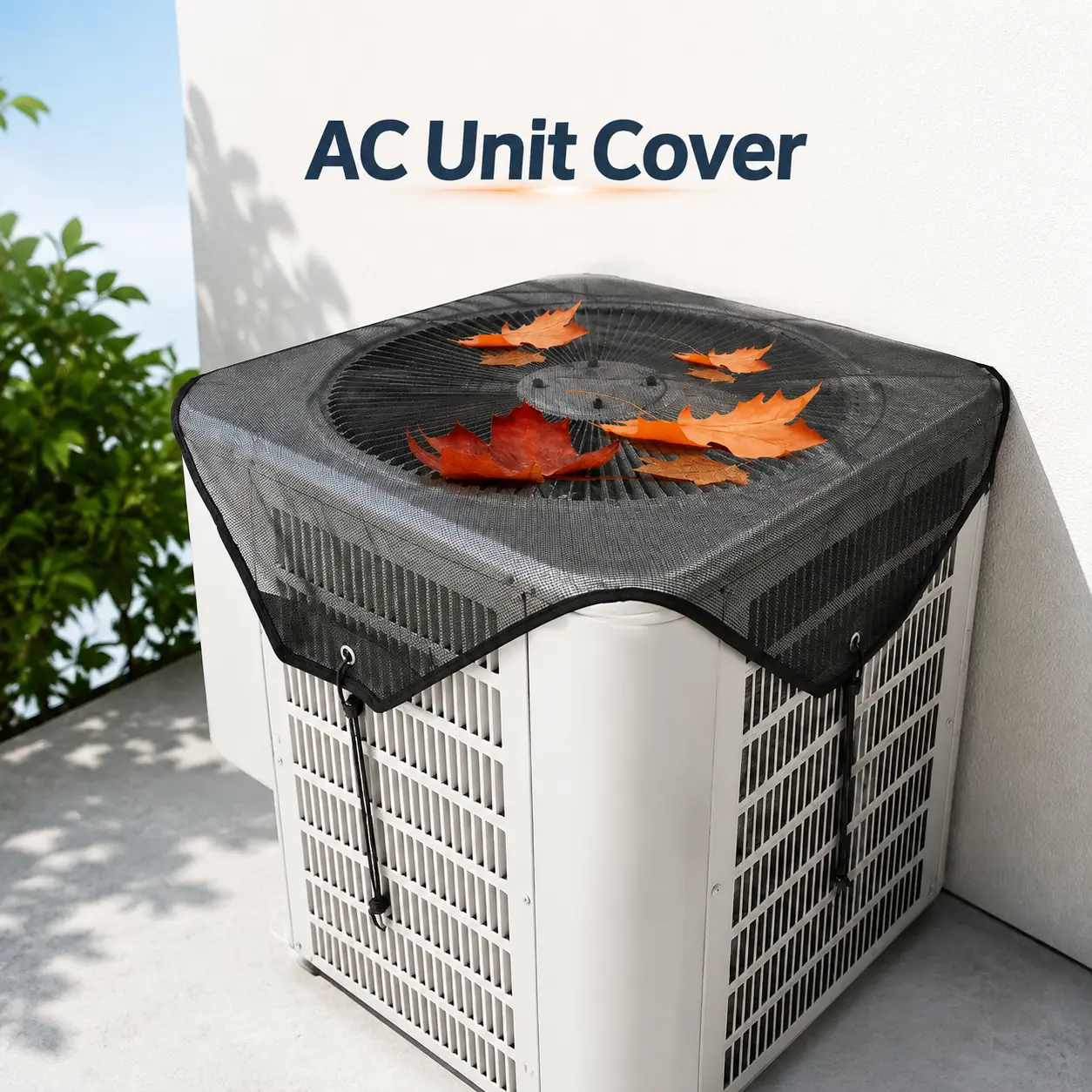 All-season universal air conditioner condenser dust cover external machine 28x28 inches, environmentally friendly, durable, breathable and ventilating outdoor unit dust filter, 4 fixing rope loops, tightly adheres and provides dust protection