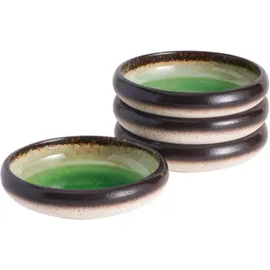 Salad Plate,Plates and Bowls Set,Stoneware Dish Set,Appetizer Plates Set of 4,5.5inch,14oz(Crack Green)