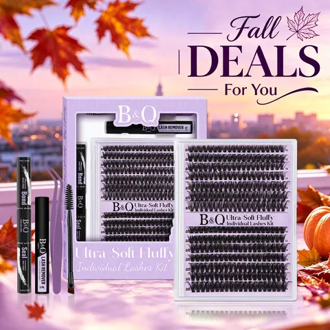 B&Q 70D+90D Eyelash Cluster Kit, 280pcs Ultra-Soft Wispy D-Curl Cosmetic False Lashes (0.05mm, 10-18mm) with Lash Glue, Bond & Seal for DIY Salon-Look Waterproof Long-Lasting Makeup #TikTokShopFallDealsForYou
