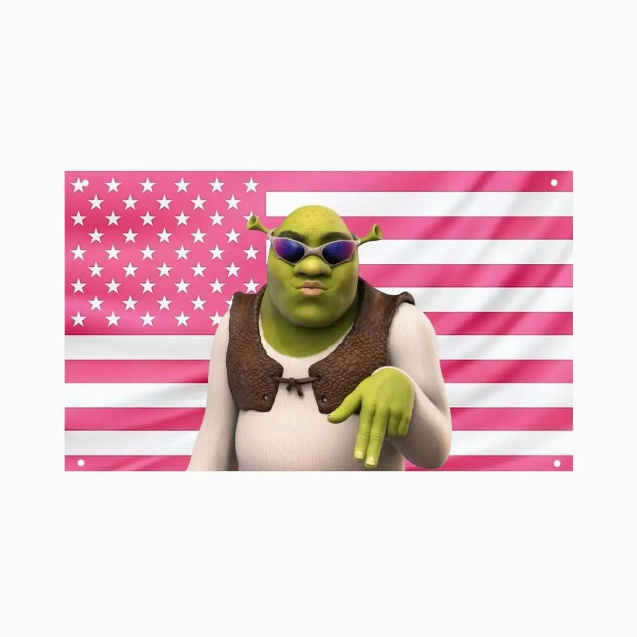 Shrek Meme Pink US Flag – Funny Wall Flag, Movie Meme Room Decor, Bedroom & Dorm Wall Hanging