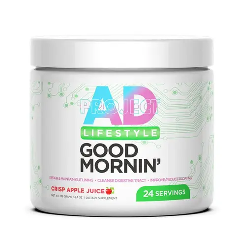AD LIFE Good Mornin Lemon Detox Drink Powder Mix - 5g L-Glutamine, 1g Cider Vinegar, 24 Servings, Caffeine-Free ACV Digestive Nutritional Supplement for Adults' Fitness, Debloat Solution & Body Health