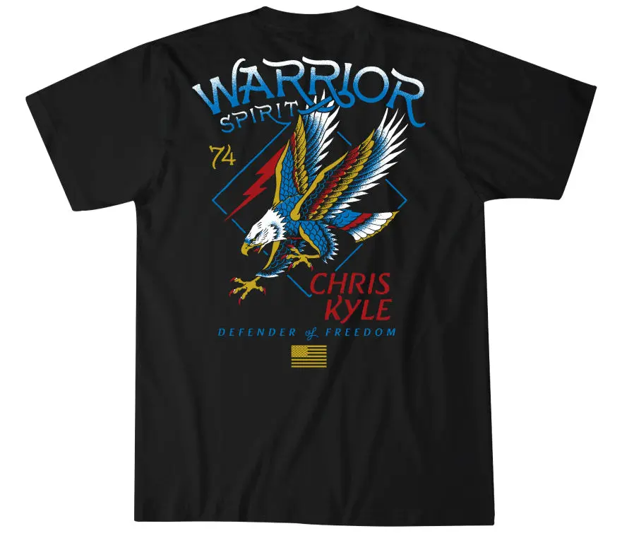 Men's Howitzer Style Fitted Cotton T-Shirt - Chris Kyle Print, Crew Neck, Short Sleeve, Casual, Graphic Hand-Drawn Art, Double Needle Hem, Jersey, Premium Fit, All Seasons, CV7205-Bk, Tshirt
