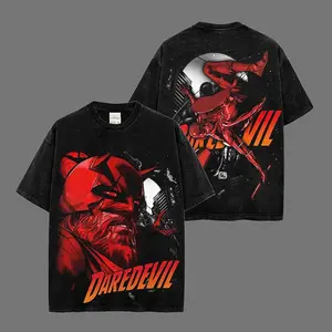 Vintage Daredevil - Matt Murdock MCU Comic Classic Heavyweight Acid Washed 100% Cotton T-Shirt, Hell’s Kitchen Graphic Tee, Comic Book Hero Design Apparel, Unisex Streetwear Gift for Superhero Fans