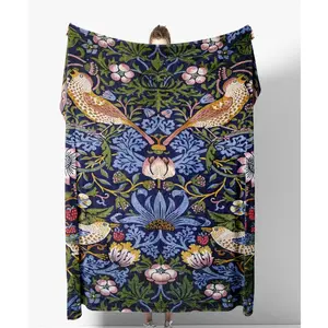Indian Bluebird By William Morris Thin Printed Blanket Accessories Home Blankets Flannel Throw for Sofa,Bed,Travel,Camping