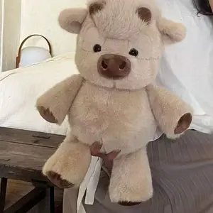 17-inch Running Cow Plush Toy, Highland Bull Stuffed Animal Farm Doll, Soft and Cuddly Birthday Gift for Adults and Kids