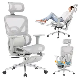 MOJAY High-Back Ergonomic Mesh Office Chair, Modern Executive Desk Chair with 6D Armrests Computer Task Chair (Grey Mesh 3-Zone Lumbar Support)