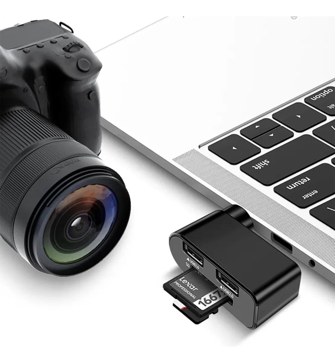 4-in-1 Rotatable USB Hub with SD/TF Card Reader – Plug & Play Multi USB Splitter for Laptop, MacBook, PC | Fast Data Transfer 480Mbps