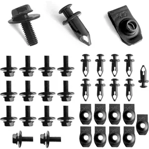 35PCS Engine Under Cover Splash Shield Guard Body Bolts, Body Panel Body Screws, Bumper Fenders Liner Push Retainer Fastener Rivet Clips, U-Nuts Kit