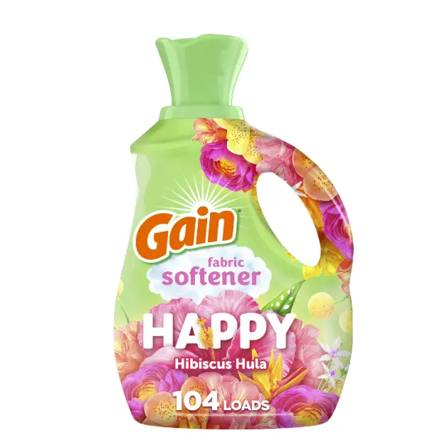 Gain Liquid Fabric Softener and Conditioner, Happy, Hibiscus Hula Scent, 71 fl oz, 104 Loads