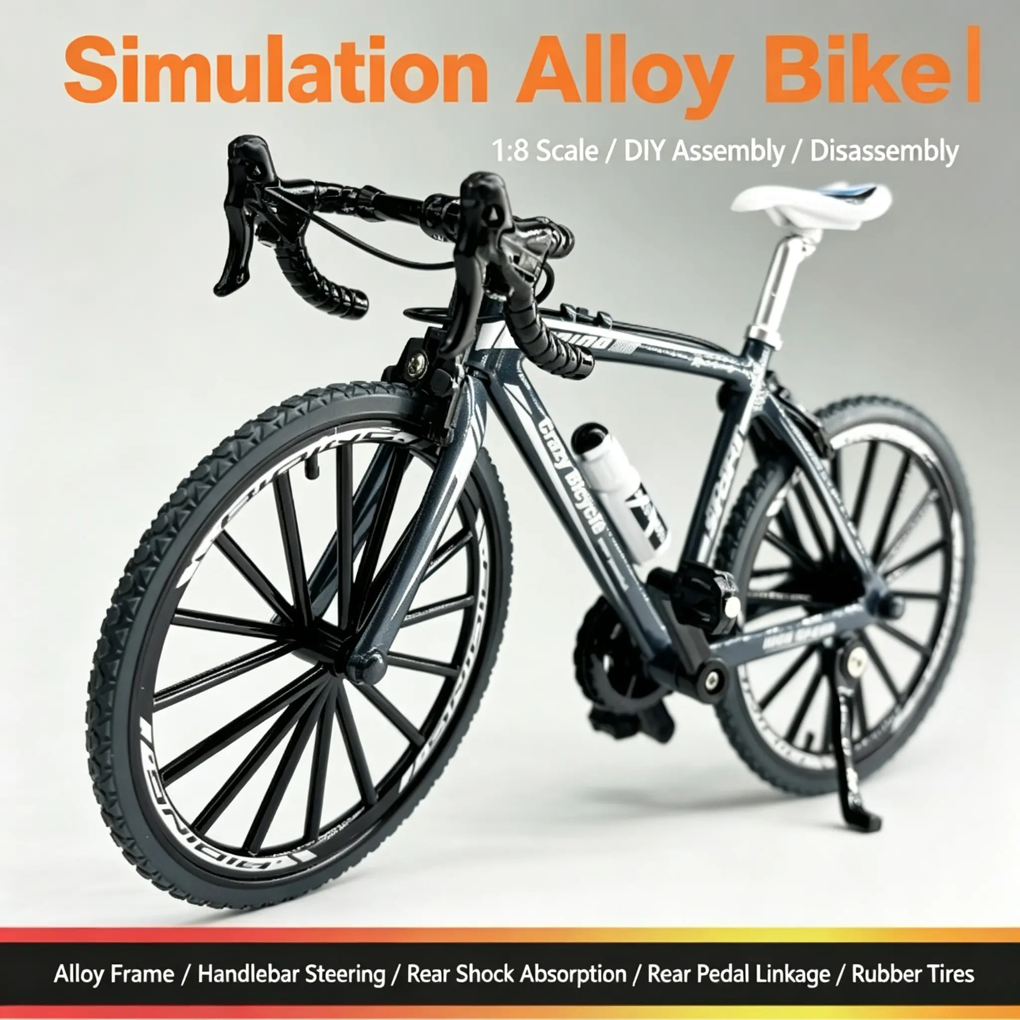 1:8 Scale Alloy Frame Bicycle Ornament - Shock Absorption Simulation Model, Fidget Slider Keyboard Clicker for Road, Flat & Mountain Bike Themed Play