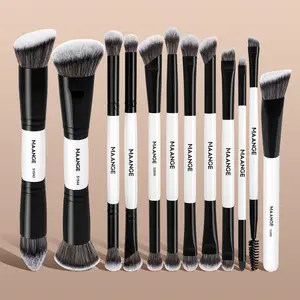 MAANGE 12pcs Professional Makeup Brush Set, Synthetic Makeup Brushes, Foundation Brush Tapered Brush Contour Brush Concealer Brush Eyeshadow Brush Eyelash Brush Eyebrow Brush Eyeliner Brush Detail Brush, Travel Makeup Accessories Gifts for Friends