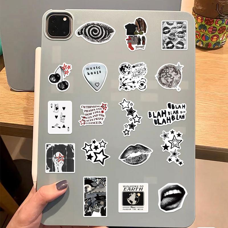 100pc Y2K Sticker Pack Pinterest Girl Black And White Durable Vinyl Waterproof Stickers for Book Phone Laptop Water Bottle Fun Craft Stickers for Smartphone Scrapbooks Planners Gifts and Rewards Cute Gifts for Girls Kids Teens Adults - Cellphone
