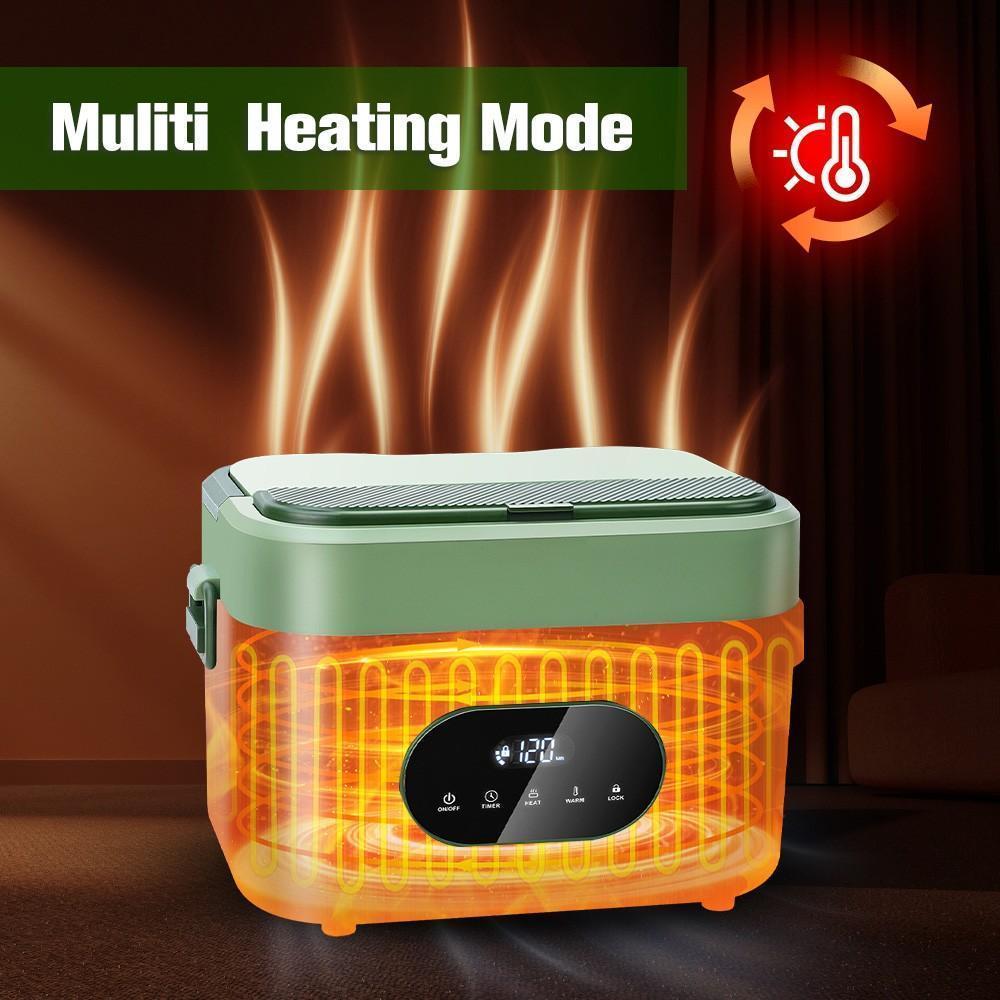 Cordless Heated Lunch Box 1.5L, Electric Food Warmer with 18000mAh Rechargeable Battery, 60W Lunch Box with Timer for Work Travel