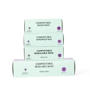 Compostable Resealable Bags. Eco-Friendly & Durable. Snack, Sandwich, Quart & Gallon Sizes