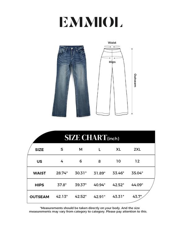 EMMIOL Women’s Y2K Vintage Denim Flare Jeans – Stretch Wide Leg Mid-Low Waist Casual Bootcut Jeans Outfit For Trendy Streetwear