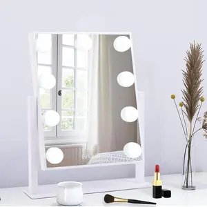 Vanity Hollywood Makeup Mirror with 9 LED Bulbs, 3 Color Lighting Dimming Touch Control 360°Rotation for Dressing Room & Bedroom