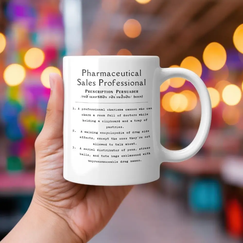 Funny Pharmaceutical Sales Professional Mug - Prescription Persuader Definition Coffee Cup - Gift for Pharma Reps - Pharmacist Gift Mug
