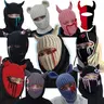 Unisex Character-Based Knitted Balaclava - One Size Comfortable Warm Polyester Autumn Winter Cosplay Face Covering, Integrated Hood & Scarf, Animal Design (Devil Horn-Bunny Ears), Cosplay-Ready Fashion Accessory, Halloween Masks for Party Skating Use