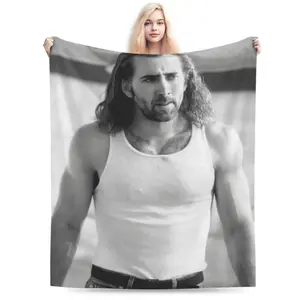 Nicolas Cage blanket, cute gift for boys and girls, cozy flannel blanket for sofa bed, great gift for all seasons 50*40