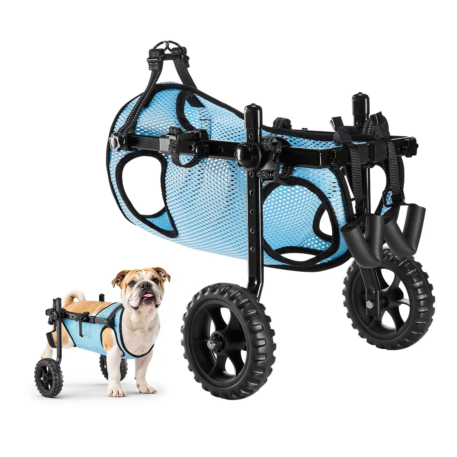 【Summerfinds】VEVOR SS1-03 2-Wheel Back Leg Dog Wheelchair, Adjustable Alloy Frame Mobility Aid, Lightweight Pet Cart with Shock Wheels, Hook and Loop, D-Rings, Breathable Mesh Panel, 0.93 kg ±3% for Disabled/Injured Dogs Up to 33lbs (Medium), Reduces Pres