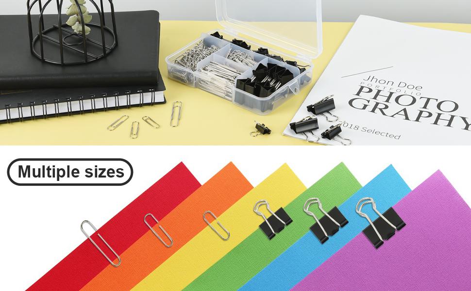 340PCS Binder Clips & Paper Clips Set Assorted Sizes 15mm 19mm 25mm 28mm 33mm 50mm in Reusable Storage Container for Office School 340PCS Binder Clips & Paper Clips Set Assorted Sizes 15mm 19mm 25mm 28mm 33mm 50mm in Reusable Storage Container for Office School