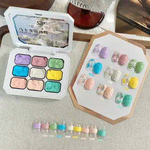 9 Watercolor Gel Nail Polish Palette, 1 Count Soak off UV Gel LED Lamp Nail Art Gel Palette, Nail Art & Nail Polish for Women & Girls, Nail Products