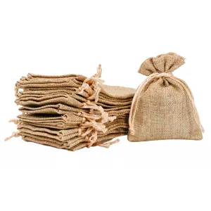 Mandala Crafts Burlap Bags with Drawstring - Small Drawstring Pouch Set - Bulk Rustic Linen Burlap Drawstring Bags for Burlap Gift Bags Wedding Party Coffee Candy Favor Bags 20 PCs