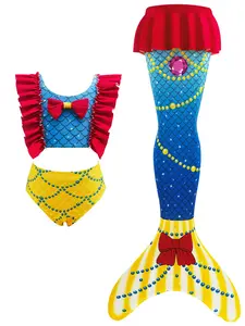 Girls Mermaid Tail Bikini Swimsuit Set, Princess Cosplay Costume, Children Three-Piece Beachwear, Perfect for Beach and Performance Wear, Swimwear Set