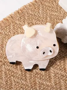 1 handcrafted original design fashionable girls' hair clip, acrylic material animal pig-shaped hair clip, simple side clip in European and American style, cute hair accessory for daily wear, gift box packaging, Unique Pig Shape
