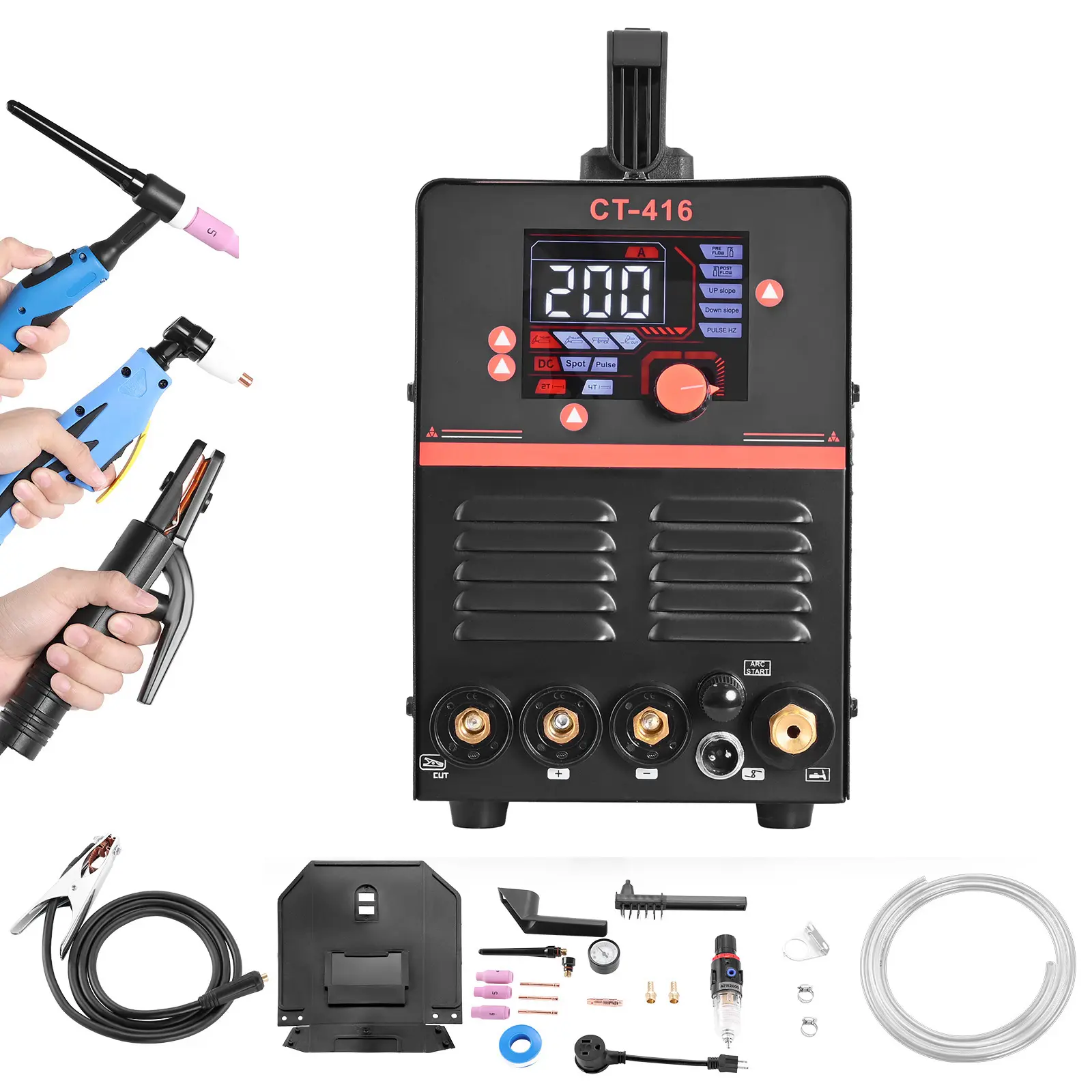 3-in-1 Plasma Cutter Welder Combo - CUT/TIG/MMA, 50A Plasma Cutting Machine & 200A TIG Stick Welder, Digital 110/220V Dual Voltage with 2T/4T/PA/PT Function for Home Repairs, Workshops