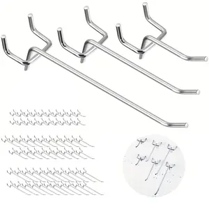 66Pcs 2" 4" 6"  Pegboard Hooks Assortment Set, Metal Peg Board Hooks with 2.5mm Hole Pitch 4mm Wire Diameter Slatwall Hanging Hook for Garage Organization Wall Hanging