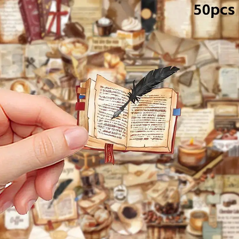 Transparent Retro Vintage Stickers 50pcs - Creative Aesthetic Sticker Pack for Mobile Phones, Diaries, Luggage, Notebooks, Water Cups - Exquisite Gifts for Festivals, Parties and Birthdays, Accessories
