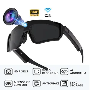 Sport Smart Glasses for Men with Camera 4K, Hands-free Video Recording AI Glasses  ,  4GB Memory Build-in, Bluetooth Call ,Music Control ,AI Translation, 260Mah Battery, IP64 Waterproof, Smart Sunglasses, Multifunctional Smart Glasses
