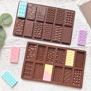 1/2pcs 12-Cavity Silicone Chocolate Bar Mold, Non-Stick Cookie Chocolate Mold, Various Shapes Mini Dubai Flavor Cheese Stick Mold, Silicone Molds