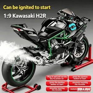 1:9 Kawasaki H2R simulation motorcycle model, with one-button start, turning the throttle sprays the rear wheel. It has a strong metallic texture and detailed realism. It supports lighting and sound effects. It is a must-have for motorcycle enthusiasts.