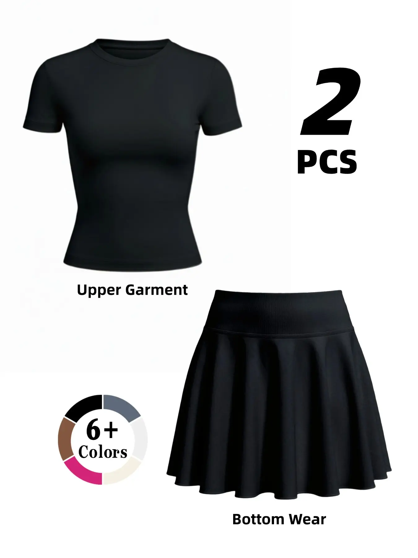 Women's Sporty Tennis Set, Sporty Style, Breathable Comfort Soft Gym Wear, Workout Set, Yoga Shorts & Slim Fit Skirt, Indoor Pilates Suit with Inner Pocket, Yoga Outfit Set, Active Outfits