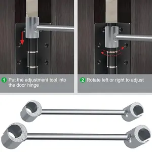 Hinges Crack Adjusting Wrench, Silver Steel Door Hinge Adjustment Tool, Double-head Hinge Repair Spanner, Door Hinge Tool for Various Door Hinge Crack