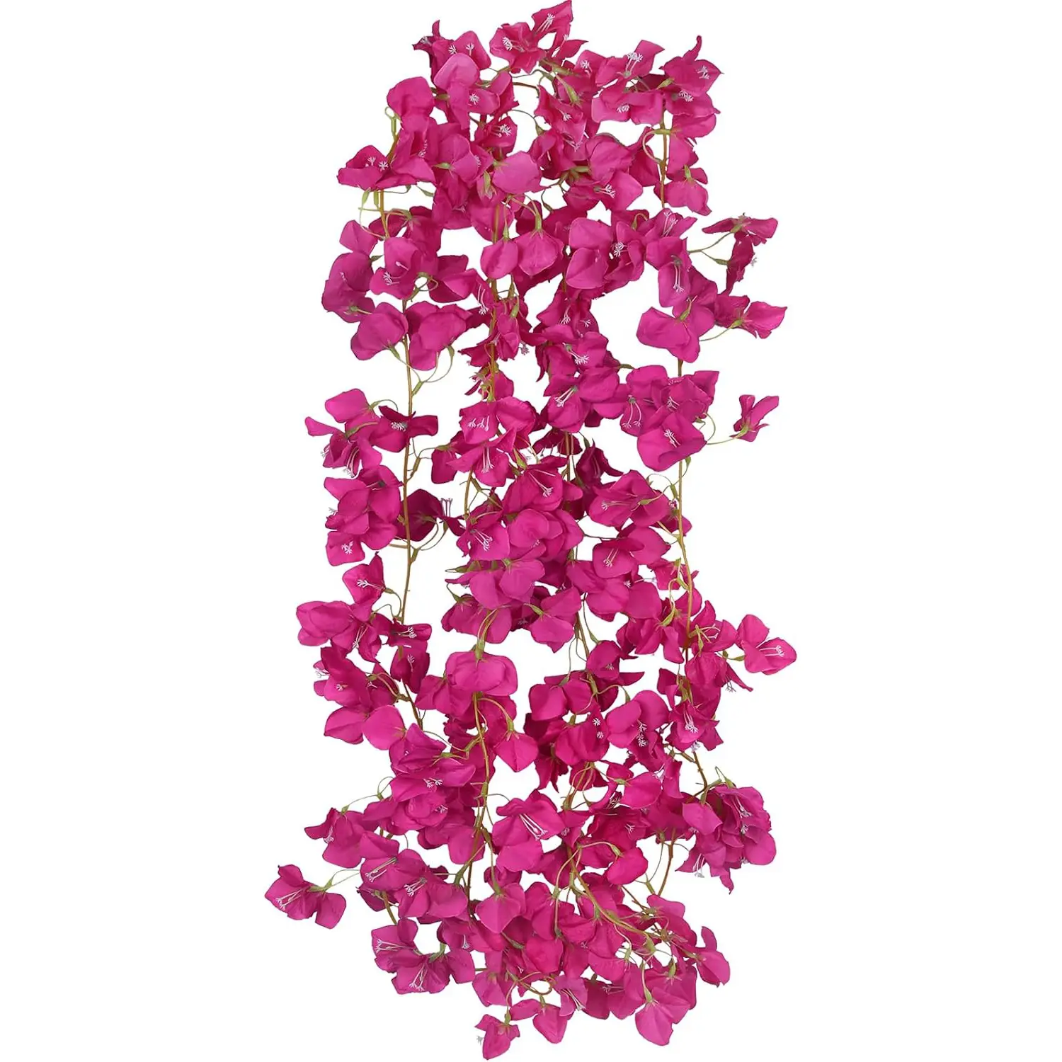 2 Pcs Fuchsia Synthetic Bougainvillea Flower Garland Set, Trailing Vines Decorative Ornaments for Porch, Wedding Arch, Valentines Day Spring-Summer Home Decorations