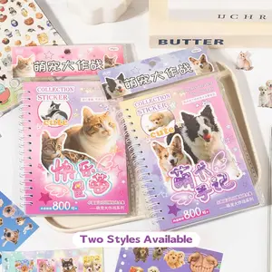 Cute Pet Sticker Book Set, 30pcs Dual Style Designs, Cat & Dog Themed Decorative Adhesive Sheets, DIY Craft Supplies for Animal Lovers