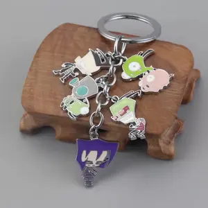 Invader Zim Keychain Metal Figures Keychain Ring Accessories Gift Alien Gir Piggy Gaz Dib Charm