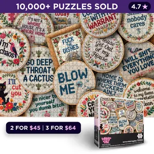 What The Puzzles – Get Your Stitch Together I 1000 Piece Jigsaw Puzzle for Adults, Premium Funny Gift, Non-Glare Puzzle with Hidden Details
