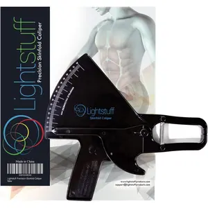 Lightstuff Precision Skinfold Caliper - Easy, Reliable Tool for Monitoring Body Fat - Quick Start Guide for Beginners, Detailed Booklet for Advanced Users - Measures up to 80mm in Skin Fold Thickness