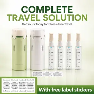 Portable 4-in-1 Travel Bottles – Leak-Proof Shampoo, Conditioner, Body Wash & Lotion Dispensers – Must-Have Travel & Toiletry Organizer