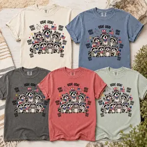 Funny 4th Of July Patriotic Comfort Color T-Shirt, USA Raccoon Family Shirt, Cute America Independence Day Gift, Gift For Him, Gift For Her